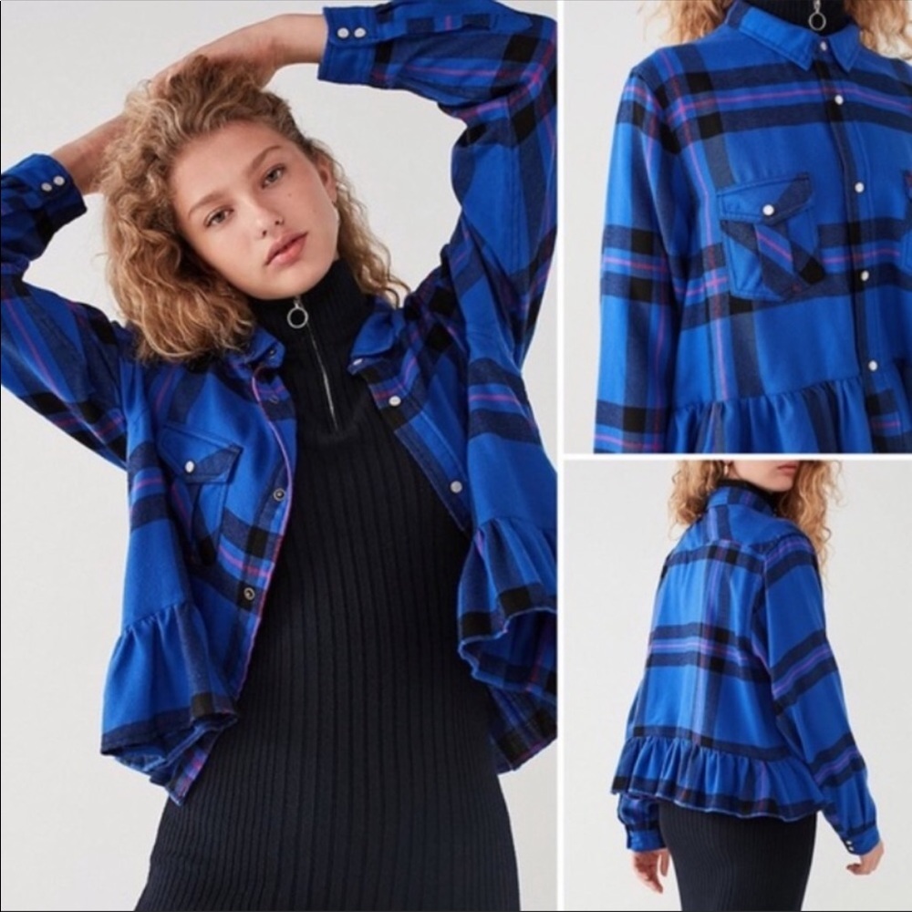 UO peplum plaid top